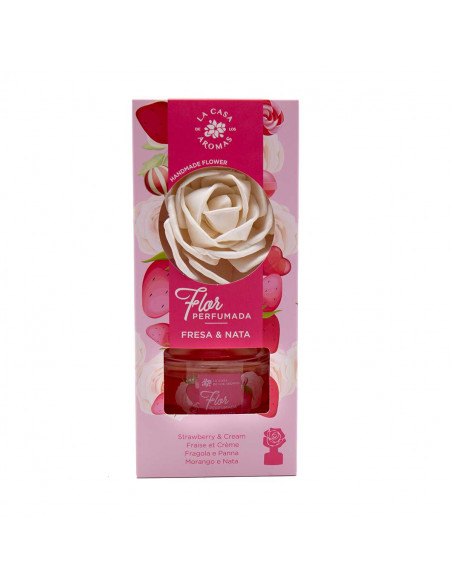 LA CASA DE LOS AROMAS FLOR PERFUMADA Dyfuzor zapachowy w formie kwiatu TRUSKAWKA ZE ŚMIETANĄ, 65 ml