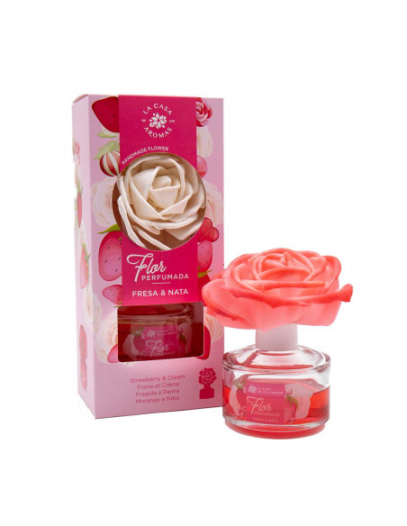 LA CASA DE LOS AROMAS FLOR PERFUMADA Dyfuzor zapachowy w formie kwiatu TRUSKAWKA ZE ŚMIETANĄ, 65 ml