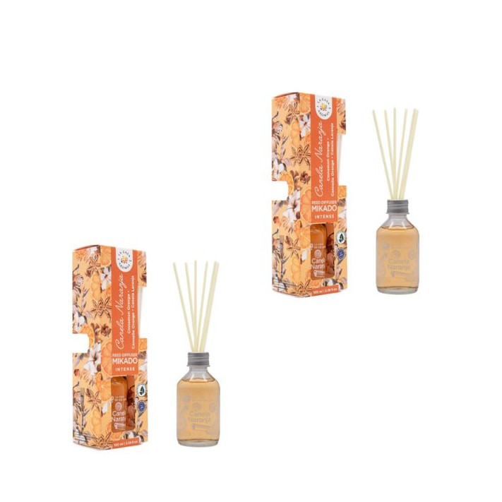 LA CASA DE LOS AROMAS INTENSO Patyczki zapachowe CYNAMON-POMARAŃCZA 100 ml, pakiet 2 opakowań 