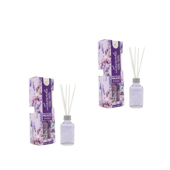 LA CASA DE LOS AROMAS INTENSO Patyczki zapachowe LAWENDA 100 ml, pakiet 2 opakowań