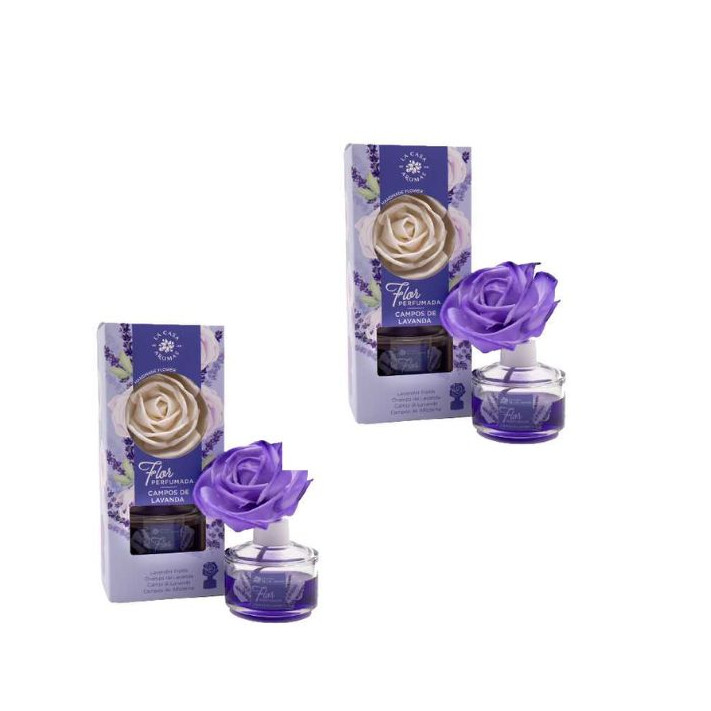 LA CASA DE LOS AROMAS FLOR PERFUMADA Dyfuzor zapachowy w formie kwiatu LAWENDA 65 ml, pakiet 2 opakowań