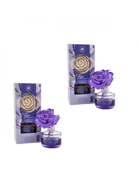 LA CASA DE LOS AROMAS FLOR PERFUMADA Dyfuzor zapachowy w formie kwiatu LAWENDA 65 ml, pakiet 2 opakowań