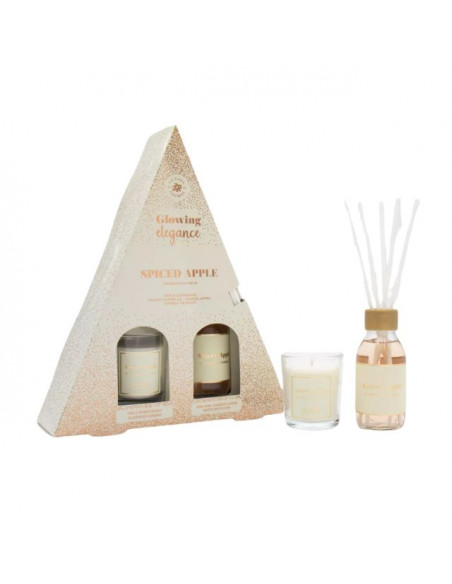 LA CASA DE LOS AROMAS X-MAS Zestaw świąteczny JABŁKO CYNAMON patyczki zapachowe 95 ml + świeca 120 g