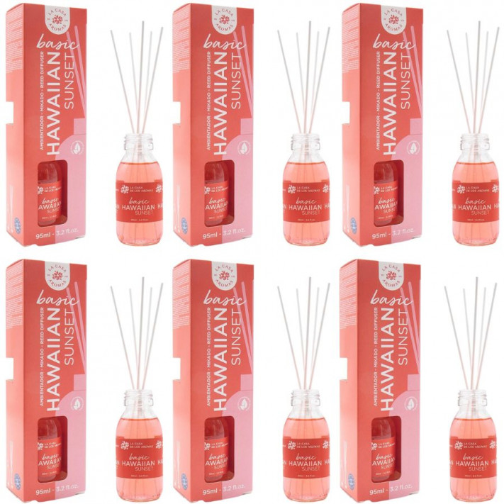 LA CASA DE LOS AROMAS BASIC Patyczki zapachowe HAWAIIAN SUNSET 95 ml, pakiet 6 opakowań