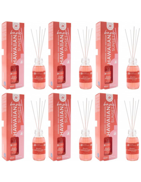 LA CASA DE LOS AROMAS BASIC Patyczki zapachowe HAWAIIAN SUNSET 95 ml, pakiet 6 opakowań