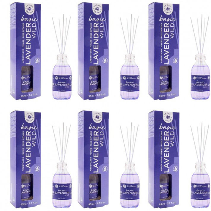 LA CASA DE LOS AROMAS BASIC Patyczki zapachowe LAWENDER WILD 95 ml, pakiet 6 opakowań