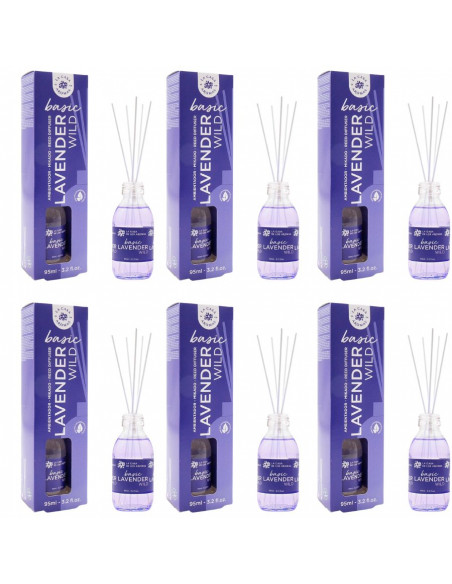 LA CASA DE LOS AROMAS BASIC Patyczki zapachowe LAWENDER WILD 95 ml, pakiet 6 opakowań