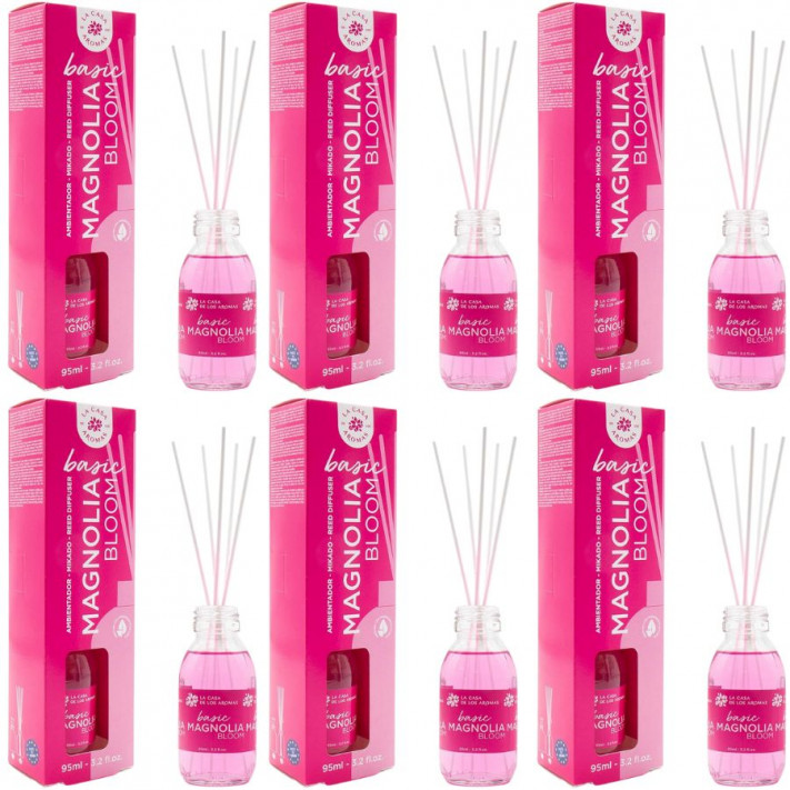 LA CASA DE LOS AROMAS BASIC Patyczki zapachowe MAGNOLIA BLOOM 95 ml, pakiet 6 opakowań