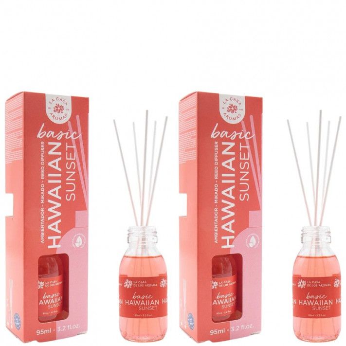 LA CASA DE LOS AROMAS BASIC Patyczki zapachowe HAWAIIAN SUNSET 95 ml, pakiet 2 opakowań