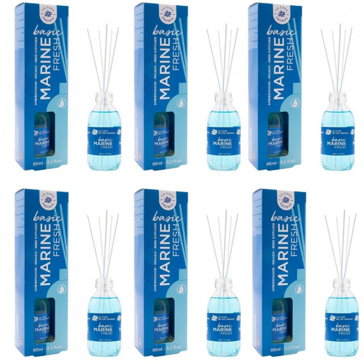 LA CASA DE LOS AROMAS BASIC Patyczki zapachowe MARINE FRESH 95 ml, pakiet 6 opakowań 