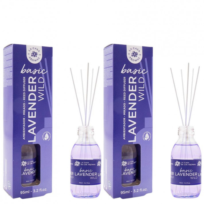 LA CASA DE LOS AROMAS BASIC Patyczki zapachowe LAWENDER WILD 95 ml, pakiet 2 opakowań