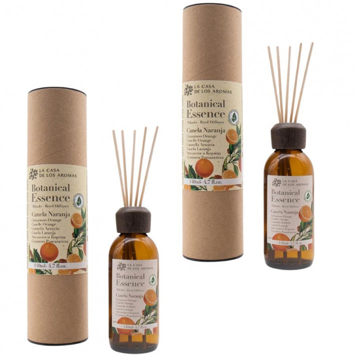 LA CASA DE LOS AROMAS BOTANIC Patyczki zapachowe CYNAMON POMARAŃCZA 140 ml, pakiet 2 opakowań