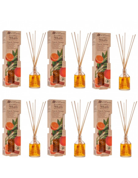 LA CASA DE LOS AROMAS BOTANIC Patyczki zapachowe CYNAMON-POMARAŃCZA 50 ml, pakiet 6 opakowań