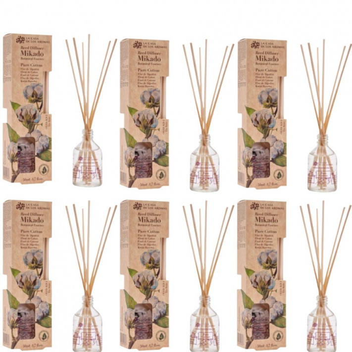 LA CASA DE LOS AROMAS BOTANIC Patyczki zapachowe KWIAT BAWEŁNY 50 ml, pakiet 6 opakowań