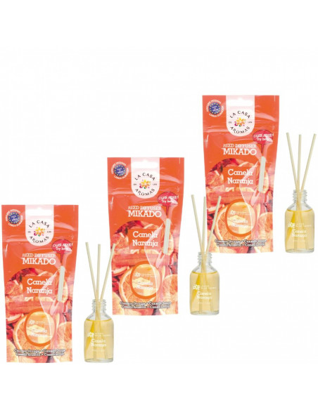 LA CASA DE LOS AROMAS Patyczki zapachowe CYNAMON-POMARAŃCZA 30 ml,  pakiet 3 opakowań