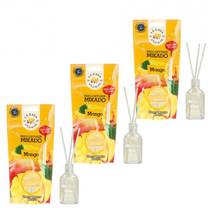 LA CASA DE LOS AROMAS Patyczki zapachowe MANGO 30 ml, pakiet 3 opakowań