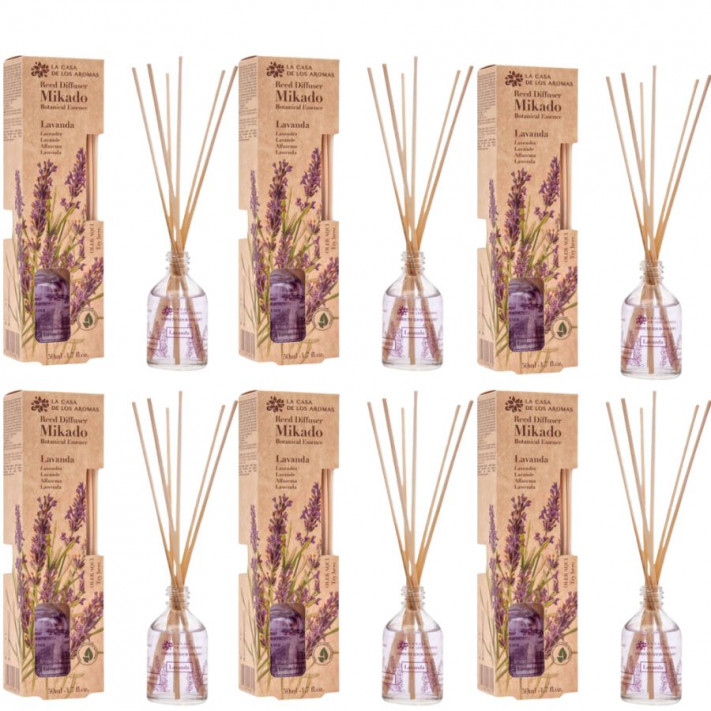 LA CASA DE LOS AROMAS BOTANIC Patyczki zapachowe LAWENDA 50 ml, pakiet 6 opakowań