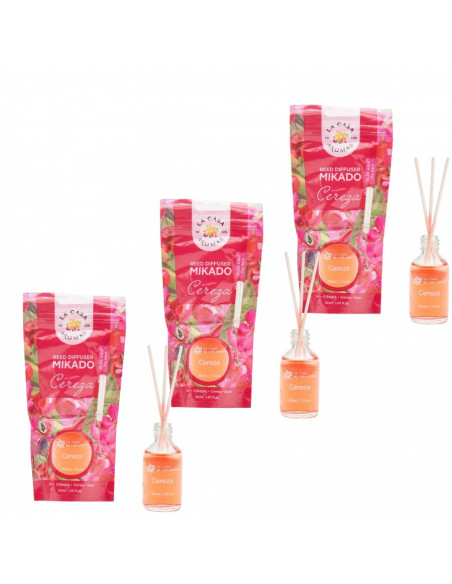 LA CASA DE LOS AROMAS Patyczki zapachowe WIŚNIA 30 ml, pakiet 3 opakowań