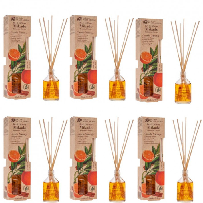 LA CASA DE LOS AROMAS BOTANIC Patyczki zapachowe CYNAMON-POMARAŃCZA 50 ml, pakiet 6 opakowań