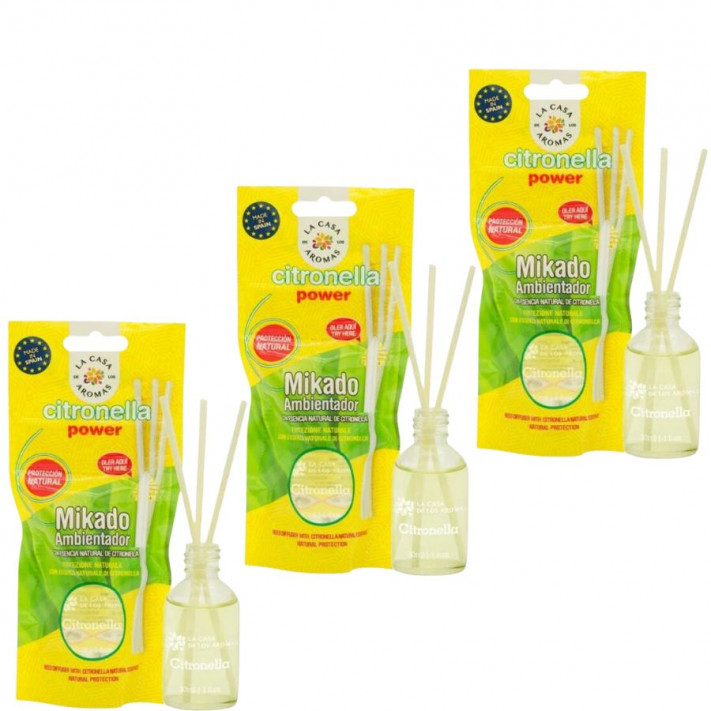 LA CASA DE LOS AROMAS Patyczki zapachowe CITRONELLA 30 ml, pakiet 3 opakowań