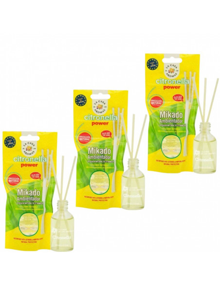 LA CASA DE LOS AROMAS Patyczki zapachowe CITRONELLA 30 ml, pakiet 3 opakowań