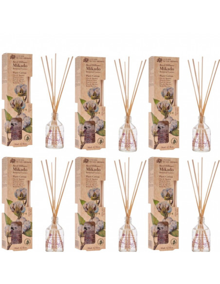LA CASA DE LOS AROMAS BOTANIC Patyczki zapachowe KWIAT BAWEŁNY 50 ml, pakiet 6 opakowań