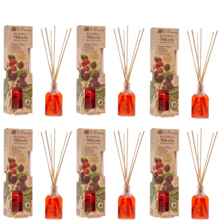 LA CASA DE LOS AROMAS BOTANIC Patyczki zapachowe CZERWONE OWOCE 50 ml, pakiet 6 opakowań