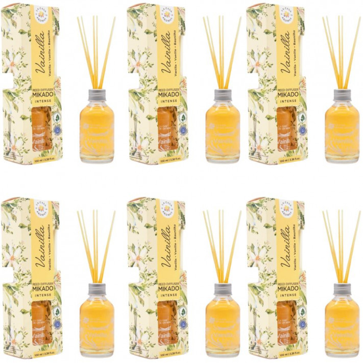 LA CASA DE LOS AROMAS INTENSO Patyczki zapachowe WANILIA 100 ml, pakiet 6 opakowań