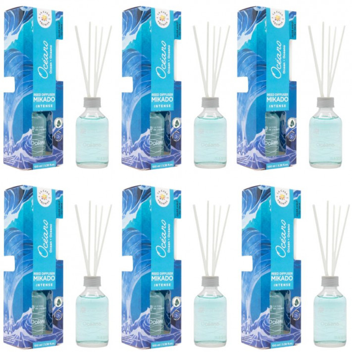LA CASA DE LOS AROMAS INTENSO Patyczki zapachowe OCEAN 100 ml, pakiet 6 opakowań