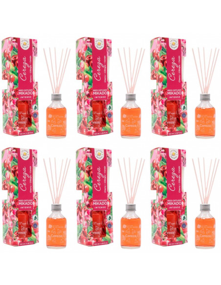 LA CASA DE LOS AROMAS INTENSO Patyczki zapachowe WIŚNIA 100 ml, pakiet 6 opakowań