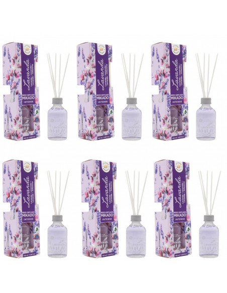 LA CASA DE LOS AROMAS INTENSO Patyczki zapachowe LAWENDA 100 ml, pakiet 6 opakowań