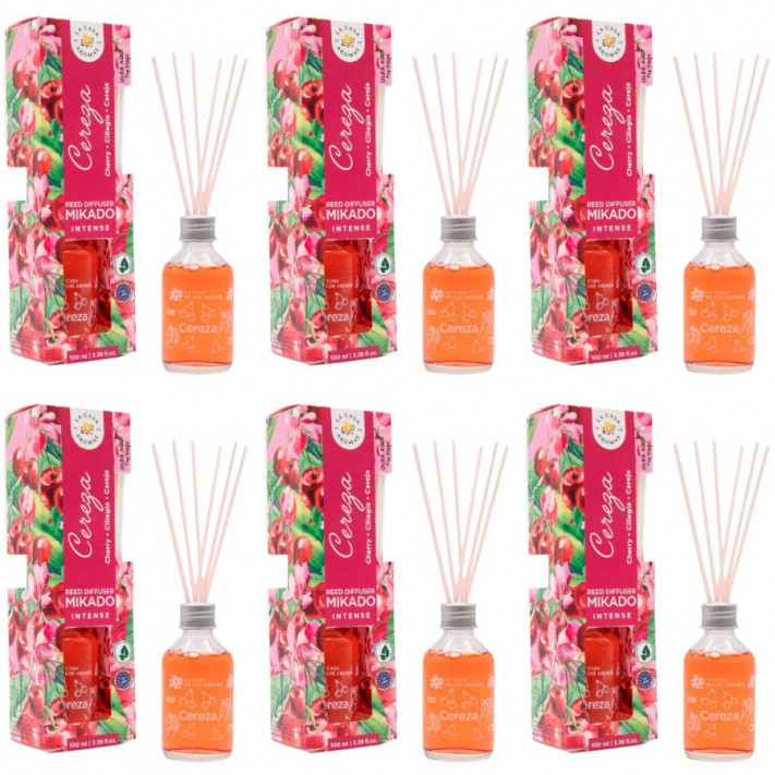 LA CASA DE LOS AROMAS INTENSO Patyczki zapachowe WIŚNIA 100 ml, pakiet 6 opakowań