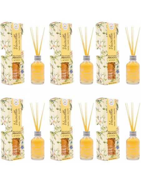 LA CASA DE LOS AROMAS INTENSO Patyczki zapachowe WANILIA 100 ml, pakiet 6 opakowań