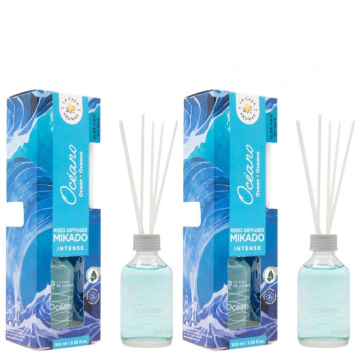LA CASA DE LOS AROMAS INTENSO Patyczki zapachowe OCEAN 100 ml, pakiet 2 opakowań