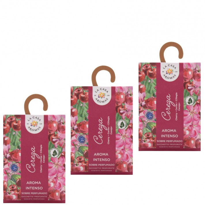 LA CASA DE LOS AROMAS INTENSO Saszetka zapachowa WIŚNIA 100 ml, pakiet 3 opakowań