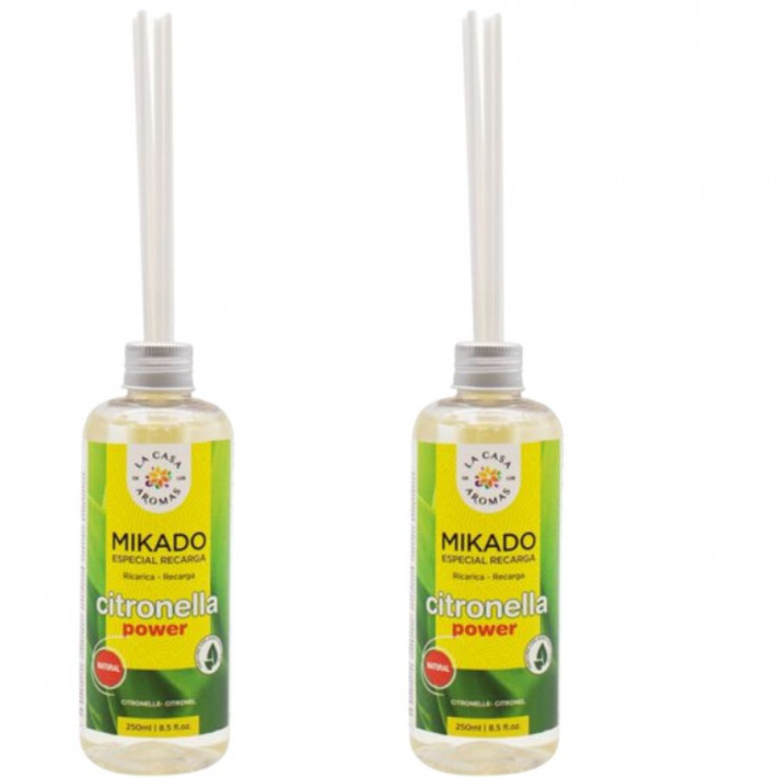 LA CASA DE LOS AROMAS INTENSO Olejek zapachowy CITRONELLA TRAWA CYTRYNOWA 250 ml zapas, pakiet 2 opakowań