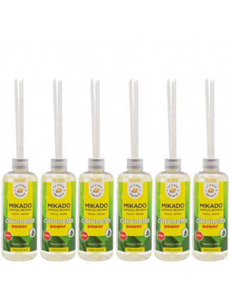 LA CASA DE LOS AROMAS INTENSO Patyczki zapachowe CITRONELLA TRAWA CYTRYNOWA 250 ml zapas, pakiet 6 opakowań