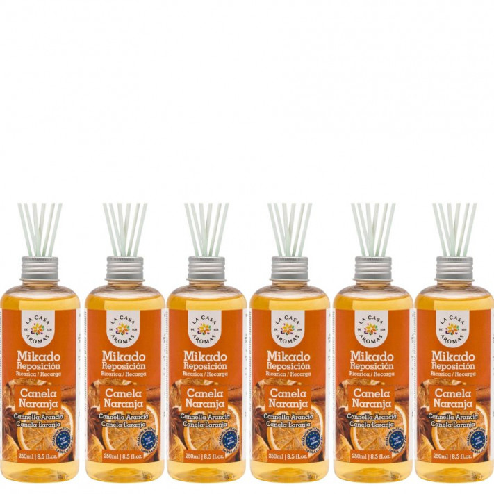 LA CASA DE LOS AROMAS INTENSO Olejek zapachowy CYNAMON-POMARAŃCZA 250 ml zapas, pakiet 6 opakowań