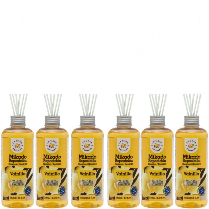LA CASA DE LOS AROMAS INTENSO Olejek zapachowy WANILIA, 250 ml zapas, pakiet 6 opakowań