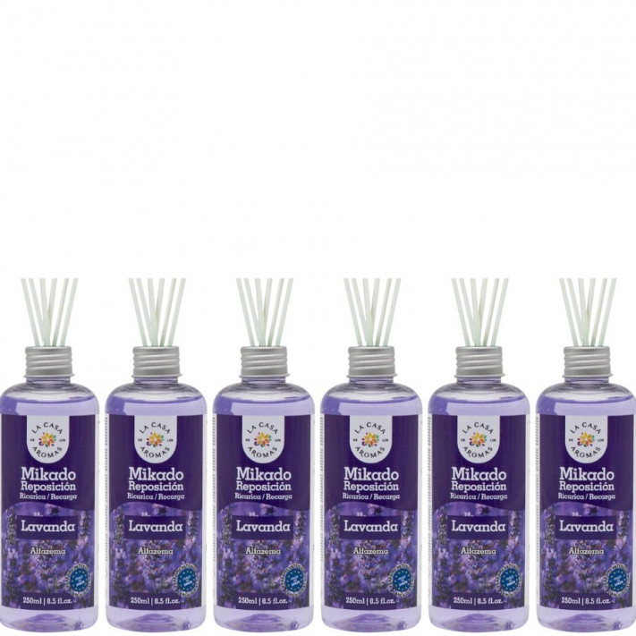 LA CASA DE LOS AROMAS INTENSO Olejek zapachowy LAWENDA, 250 ml zapas, pakiet 6 opakowań