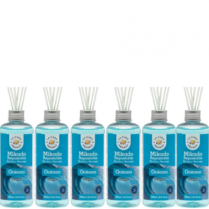 LA CASA DE LOS AROMAS INTENSO Olejek zapachowy OCEAN, 250 ml zapas, pakiet 6 opakowań