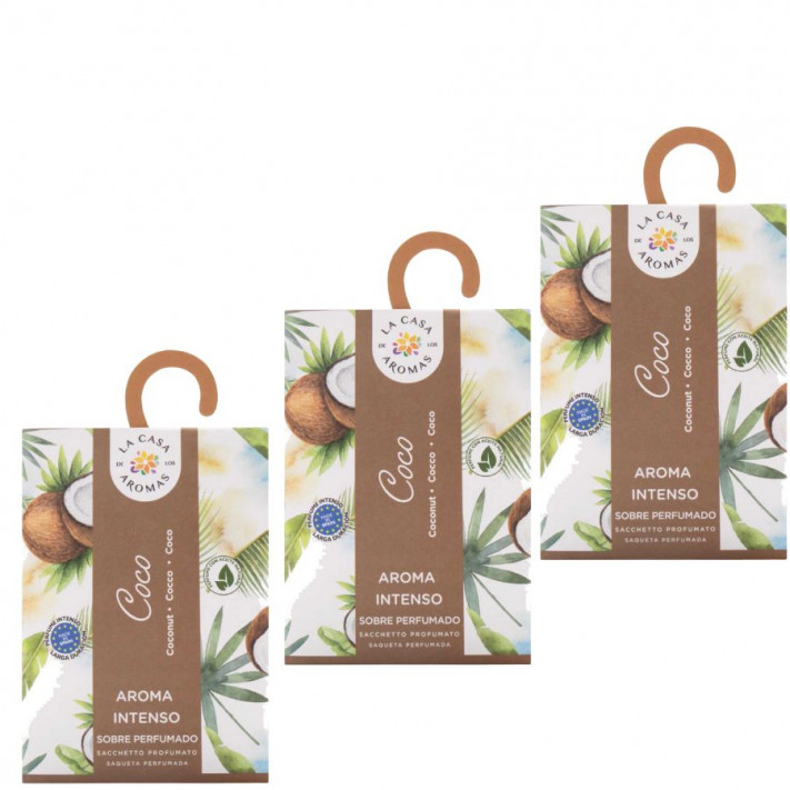 LA CASA DE LOS AROMAS INTENSO Saszetka zapachowa KOKOS 100 ml, pakiet 3 opakowań