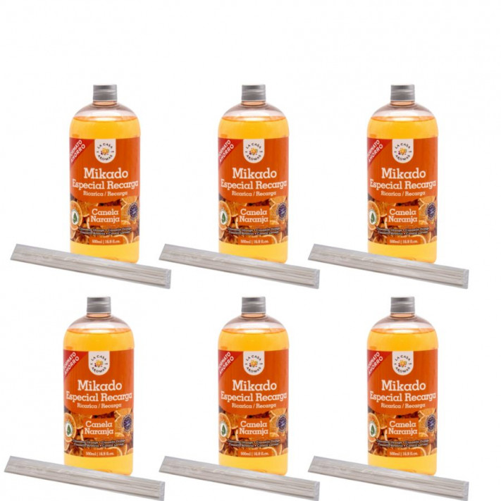 LA CASA DE LOS AROMAS INTENSO Płyn zapachowy CYNAMON-POMARAŃCZA 500 ml, pakiet 6 opakowań 