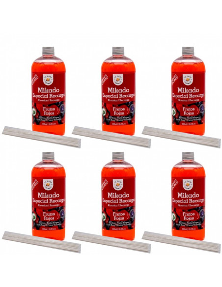 LA CASA DE LOS AROMAS INTENSO Płyn zapachowy CZERWONE OWOCE 500 ml, pakiet 6 opakowań