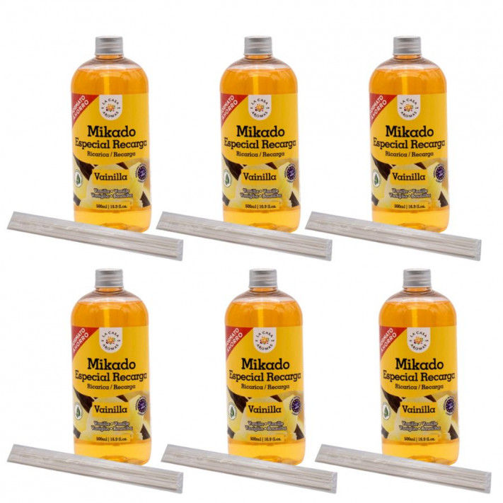 LA CASA DE LOS AROMAS INTENSO Płyn zapachowy WANILIA 500 ml, pakiet 6 opakowań