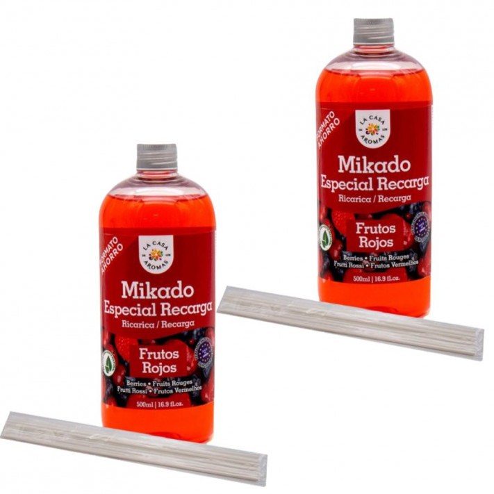 LA CASA DE LOS AROMAS INTENSO Płyn zapachowy CZERWONE OWOCE 500 ml, pakiet 2 opakowań