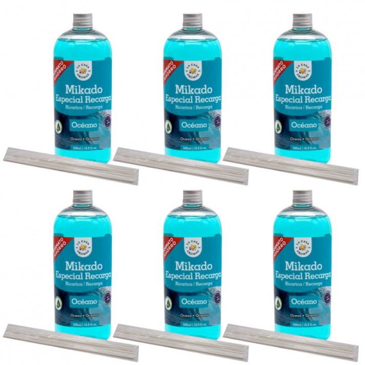 LA CASA DE LOS AROMAS INTENSO Płyn zapachowy OCEAN 500 ml, pakiet 6 opakowań