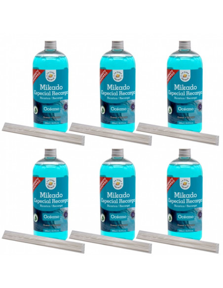 LA CASA DE LOS AROMAS INTENSO Płyn zapachowy OCEAN 500 ml, pakiet 6 opakowań