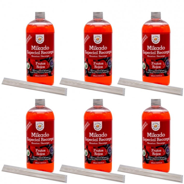 LA CASA DE LOS AROMAS INTENSO Płyn zapachowy CZERWONE OWOCE 500 ml, pakiet 6 opakowań