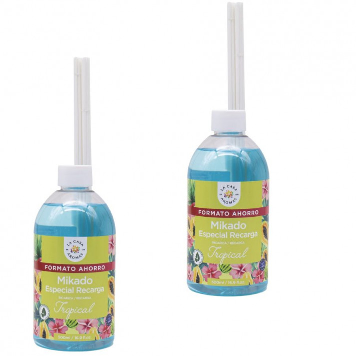 LA CASA DE LOS AROMAS INTENSO Płyn zapachowy TROPICAL 500 ml, pakiet 2 opakowań